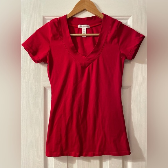 Ambiance Tops Womens Juniors Size Small Red Top V Neck Short Sleeve